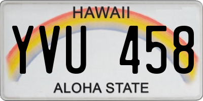 HI license plate YVU458