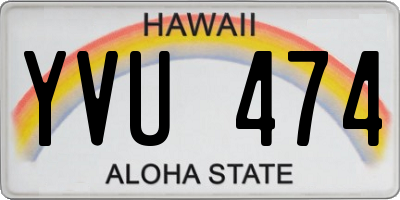 HI license plate YVU474