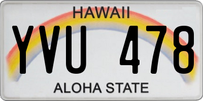 HI license plate YVU478