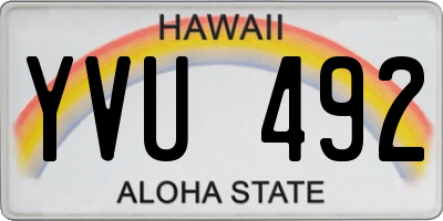 HI license plate YVU492