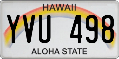HI license plate YVU498