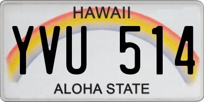 HI license plate YVU514