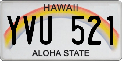 HI license plate YVU521