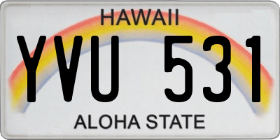 HI license plate YVU531