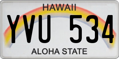 HI license plate YVU534