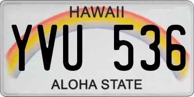 HI license plate YVU536
