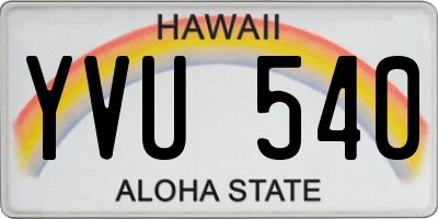 HI license plate YVU540