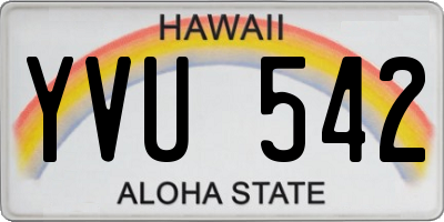HI license plate YVU542