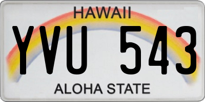 HI license plate YVU543