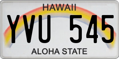HI license plate YVU545
