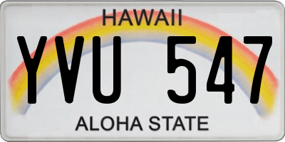 HI license plate YVU547
