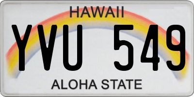 HI license plate YVU549