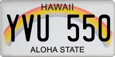 HI license plate YVU550