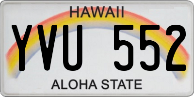 HI license plate YVU552