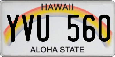 HI license plate YVU560
