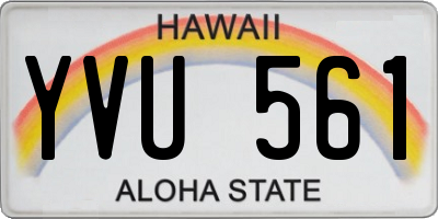 HI license plate YVU561