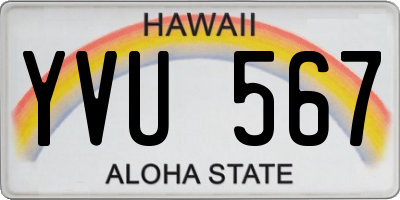 HI license plate YVU567