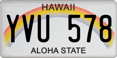 HI license plate YVU578