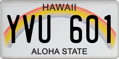 HI license plate YVU601