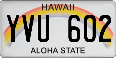 HI license plate YVU602