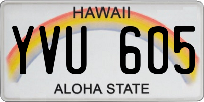 HI license plate YVU605