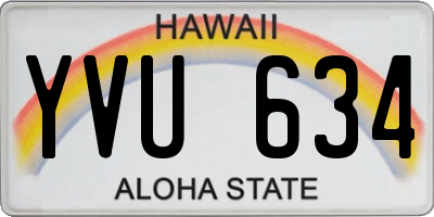 HI license plate YVU634