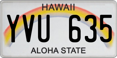 HI license plate YVU635