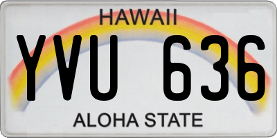 HI license plate YVU636