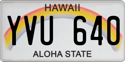 HI license plate YVU640