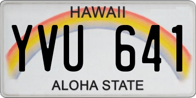 HI license plate YVU641