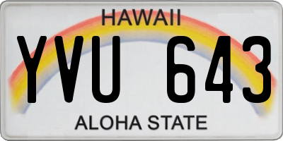 HI license plate YVU643