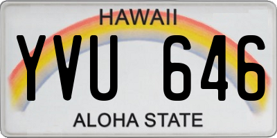 HI license plate YVU646