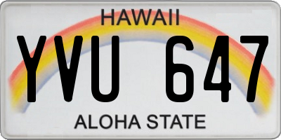 HI license plate YVU647