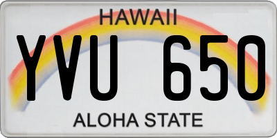 HI license plate YVU650