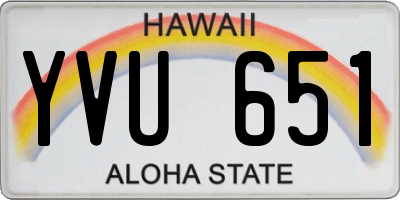 HI license plate YVU651