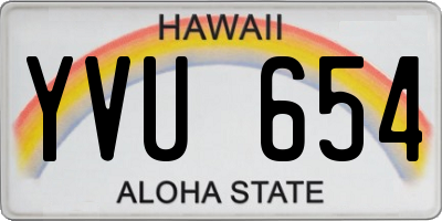 HI license plate YVU654
