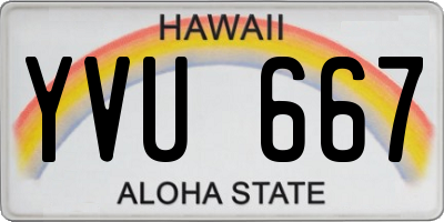 HI license plate YVU667