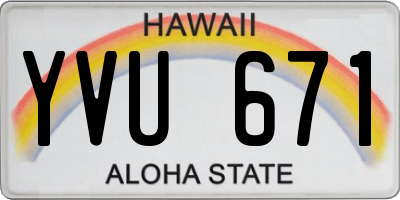 HI license plate YVU671