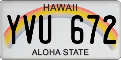 HI license plate YVU672