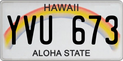 HI license plate YVU673