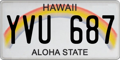 HI license plate YVU687