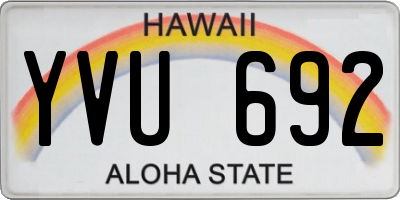 HI license plate YVU692