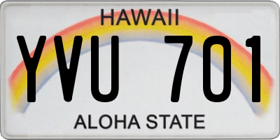 HI license plate YVU701