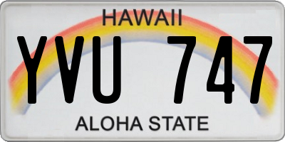 HI license plate YVU747