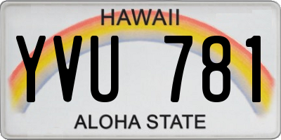 HI license plate YVU781