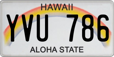 HI license plate YVU786