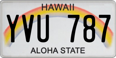 HI license plate YVU787