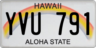 HI license plate YVU791