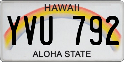 HI license plate YVU792