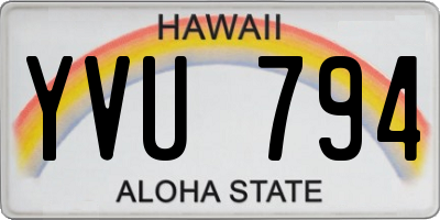 HI license plate YVU794